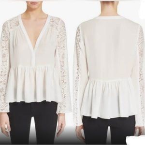 Elizabeth and James Cream Silk Lija Blouse Sz M